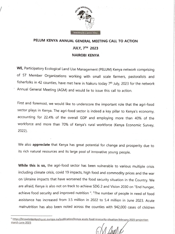 2023 Communique PELUM Kenya AGM Call to Action