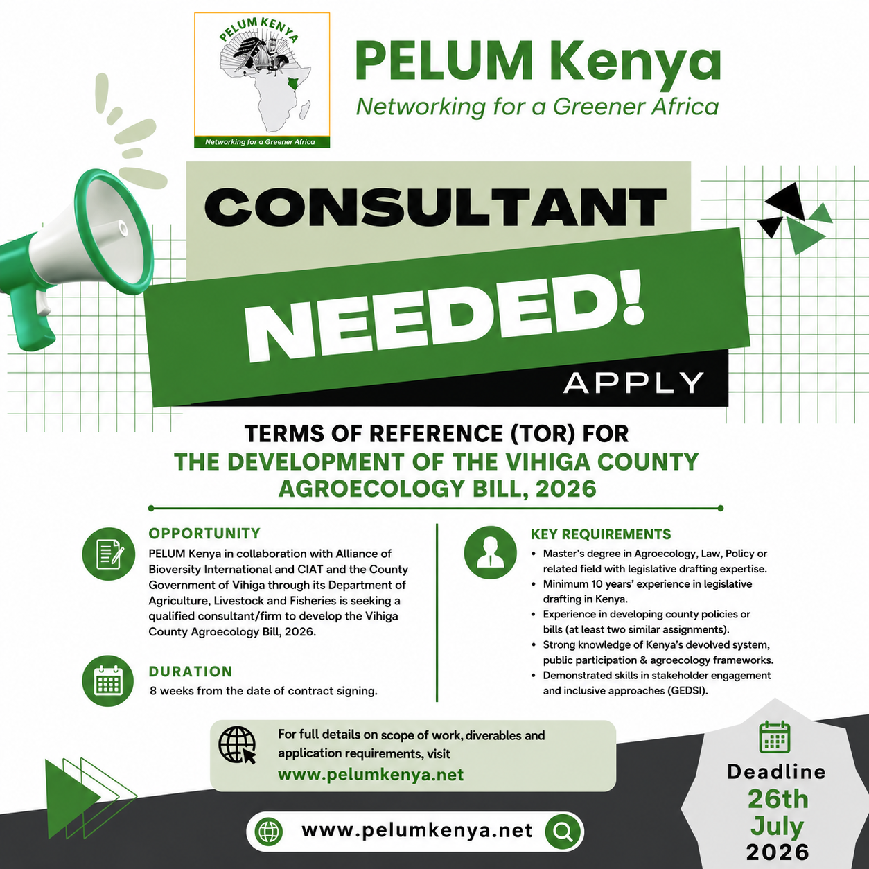 TORs PELUM Kenya Vihiga County Agroecology Bill Development